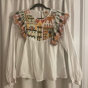 Farm Rio Embroidered Blouse Size Small